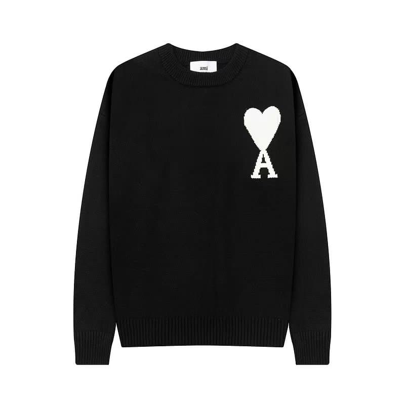 AMI Paris Knit Sweater Heart Logo — 黑白