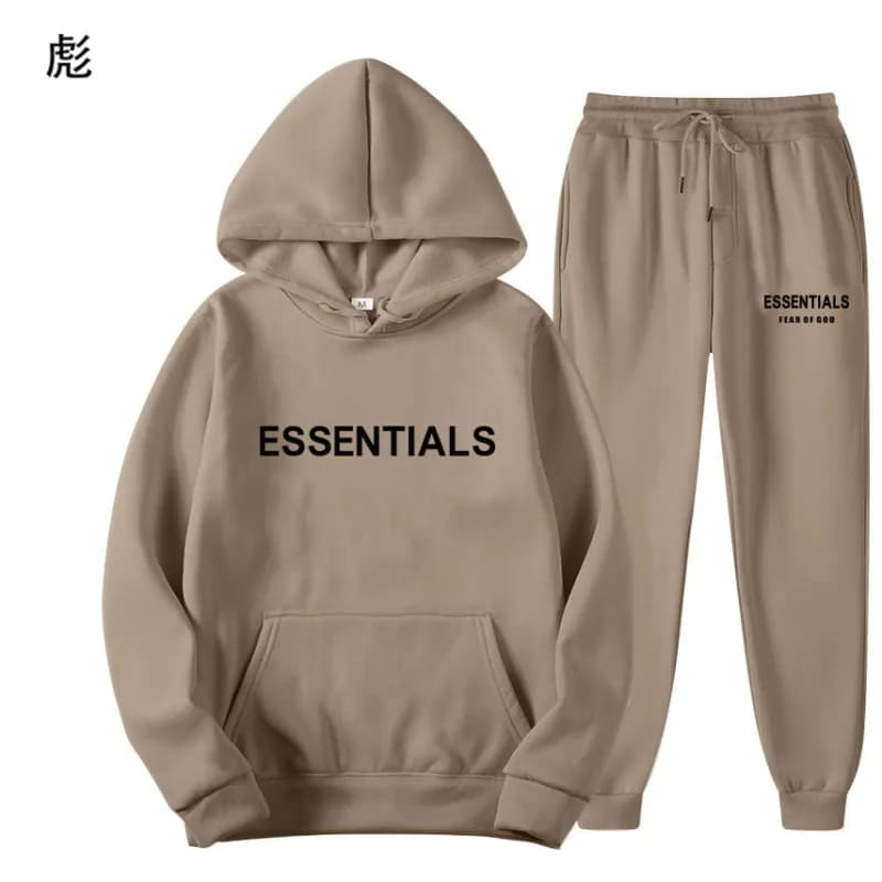 Fear of God Essentials Hoodie and Joggers Set Essentials Logo — 30 驼色