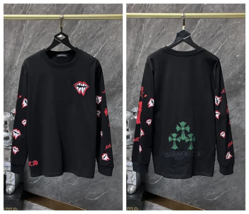 Raglan Long Sleeve Tee Chrome Hearts Crest — 8025 black