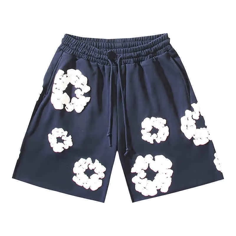Balenciaga Floral Embroidered Shorts Cloud Floral — Navy Blue