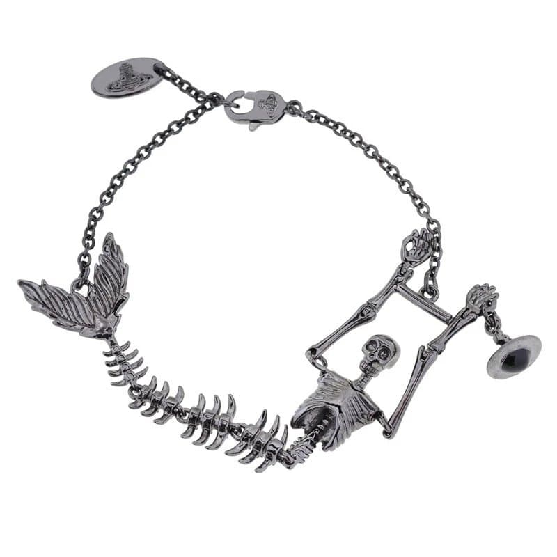 Vivienne Westwood Skeleton Bracelet Silver Tone — 枪黑色美人鱼