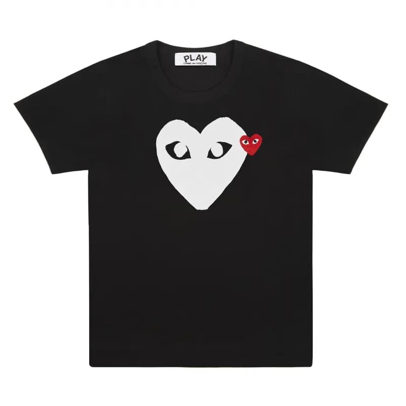 Comme des Garçons Heart T-Shirt Red Heart — Black white heart