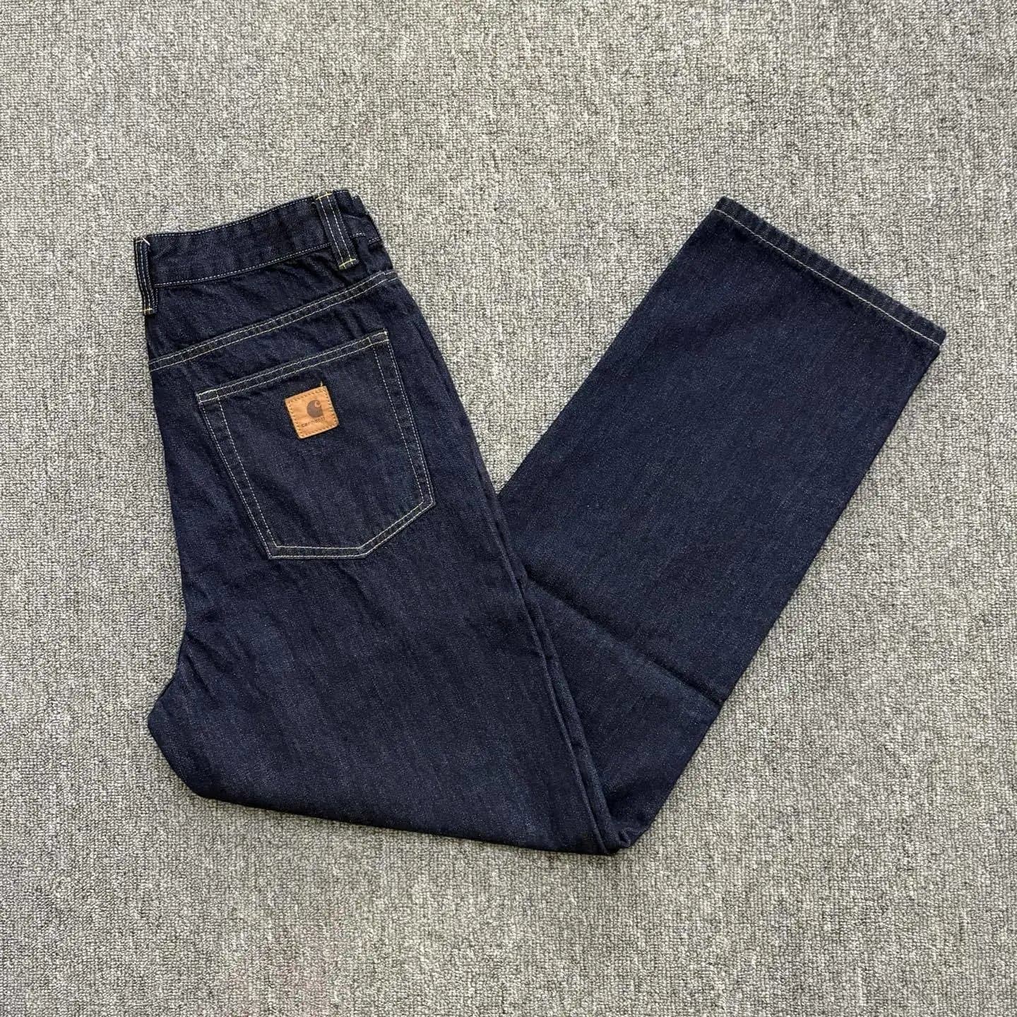 Carhartt Double Knee Jeans Raw Indigo — 6628皮标