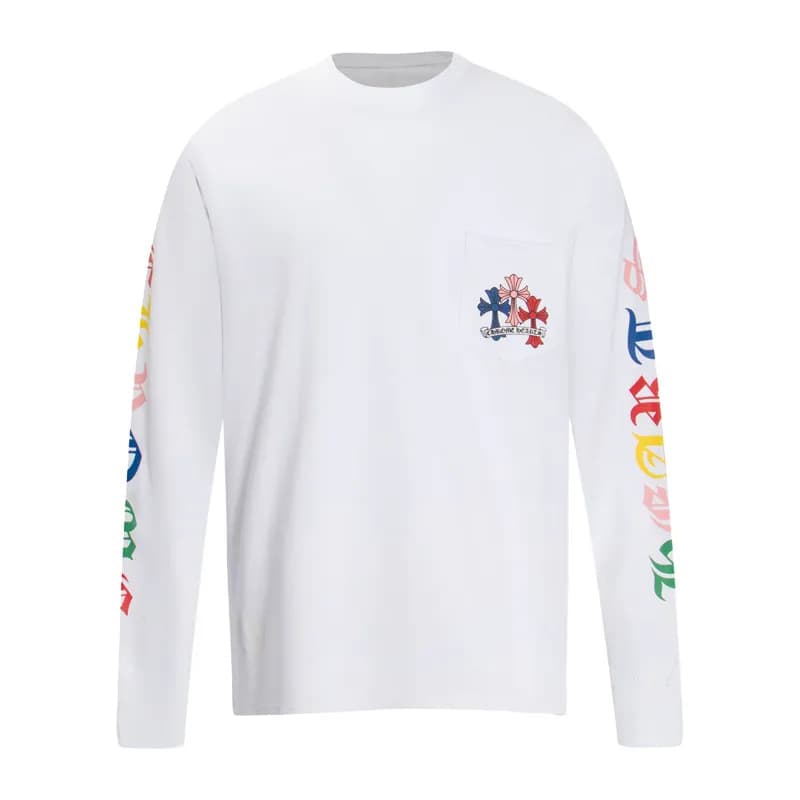 Raglan Long Sleeve Tee Chrome Hearts Crest — K8003 white