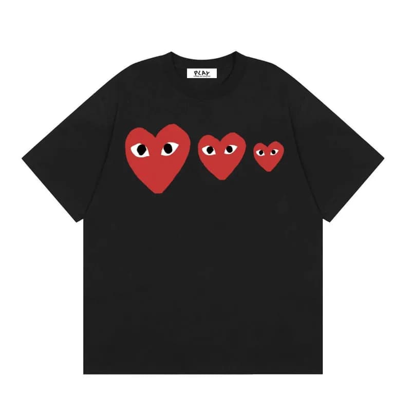 Comme des Garçons Heart Logo T-Shirt Three Hearts