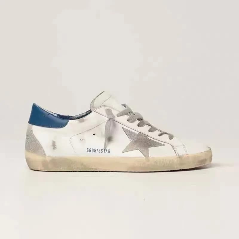Golden Goose Superstar Distressed White with Blue Heel
