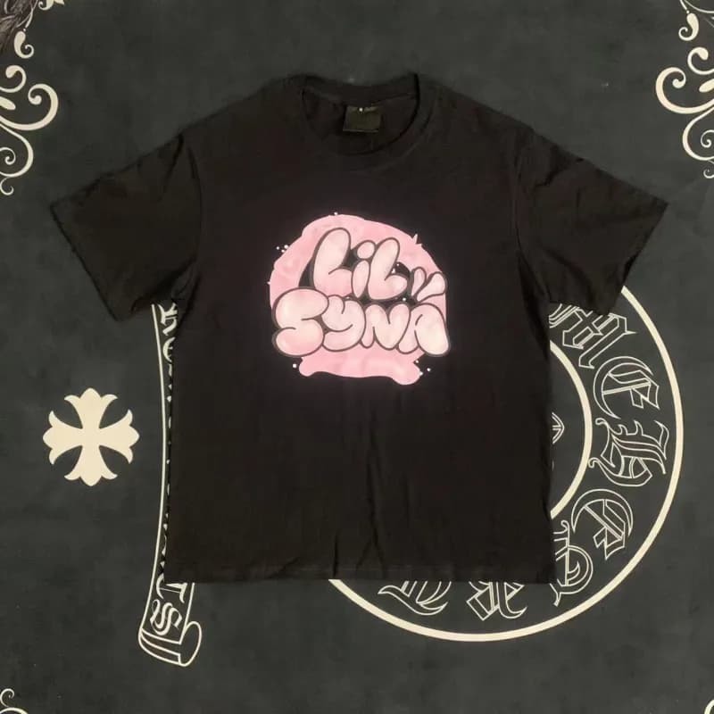 Graphic Tee Sp5der Logo Print — SY09 黑