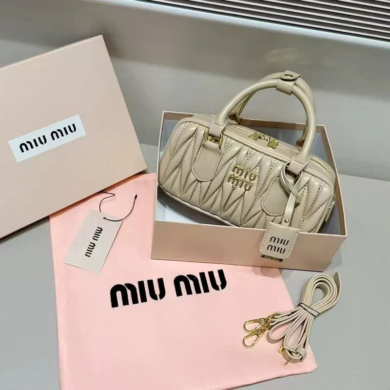 Miu Miu Matelassé Bowling Bag Quilted Leather