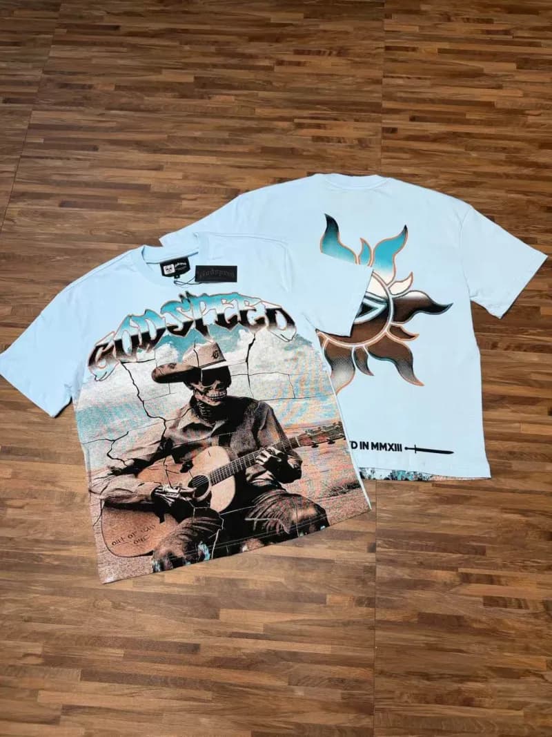 Godspeed Graphic Tee Skull Guitar Print