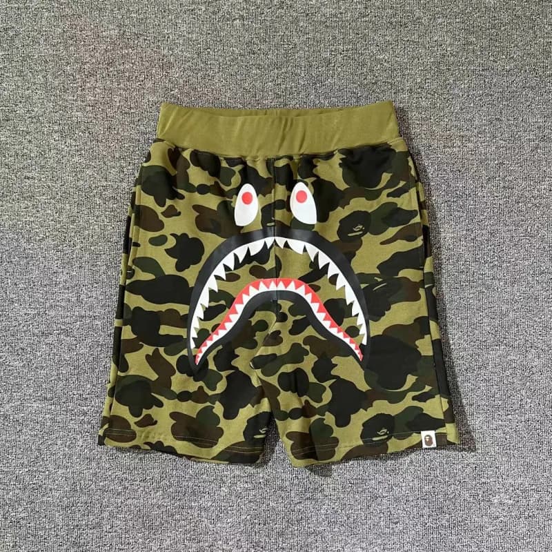 BAPE Shark Camo Shorts Army Camo Shark Face