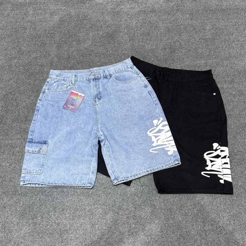 Denim Shorts Flame Embellished — Sy black
