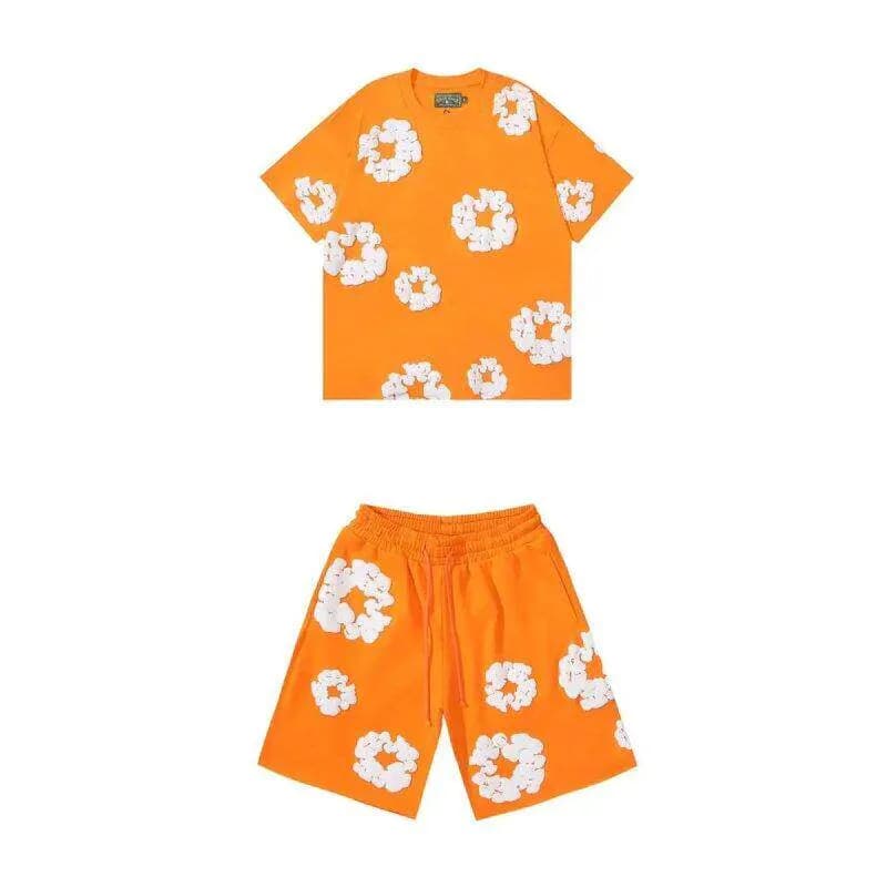 Fear of God Essentials Shorts Set Floral Appliqué — TZ01橙色套装