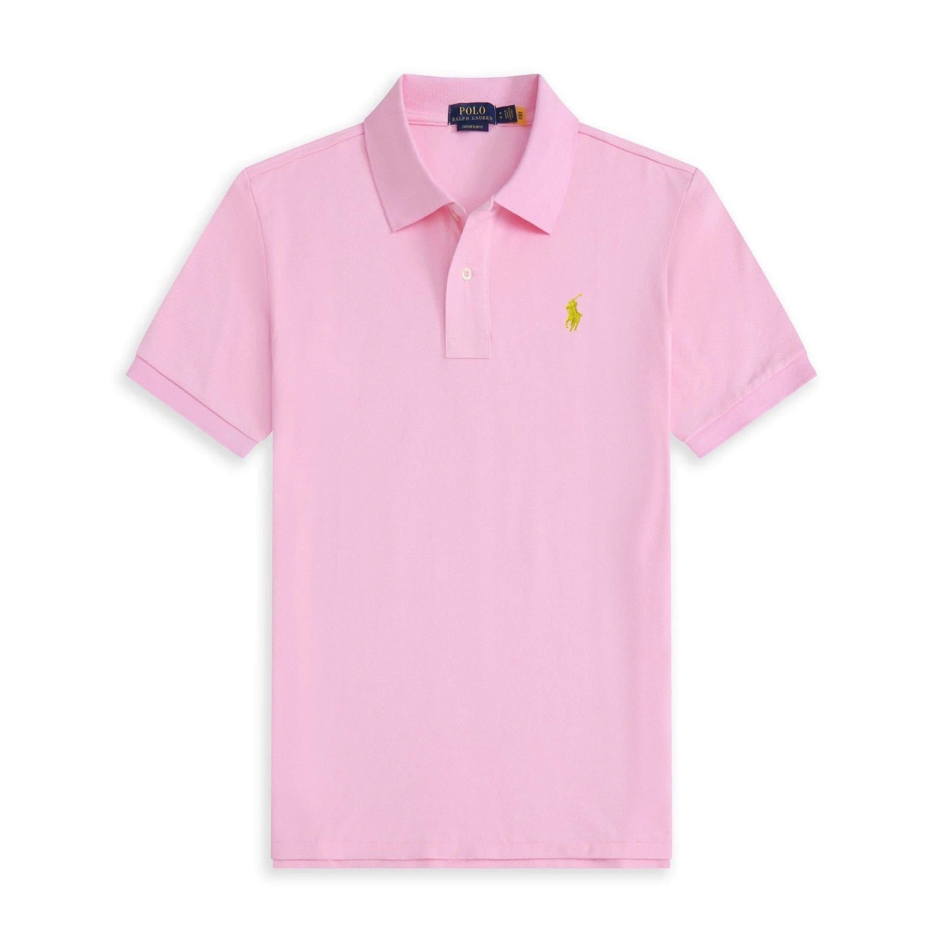 Polo Ralph Lauren Polo Shirt Custom Slim Fit — 粉色-金标