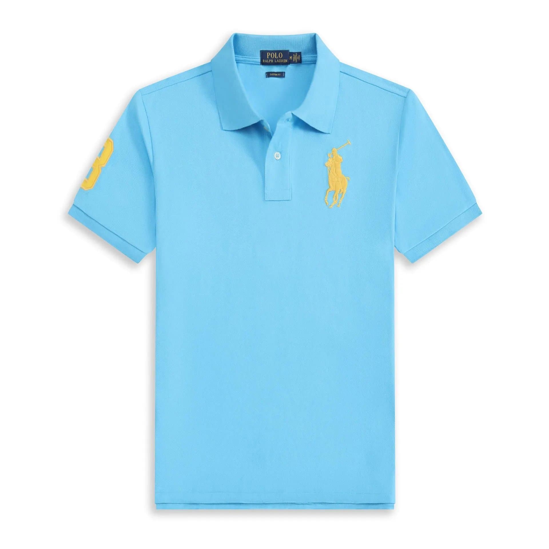 Polo Ralph Lauren Polo Shirt Big Pony — 湖蓝黄标