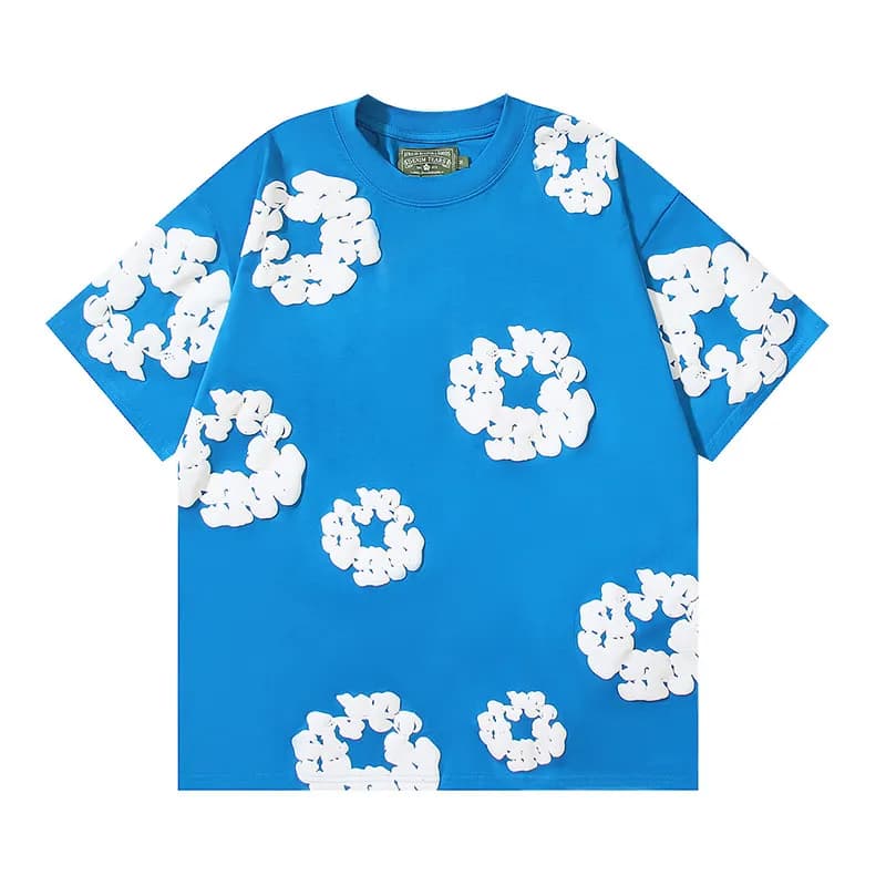 Balenciaga Cloud Shorts 3D Cloud Print — 湖蓝色(短T)