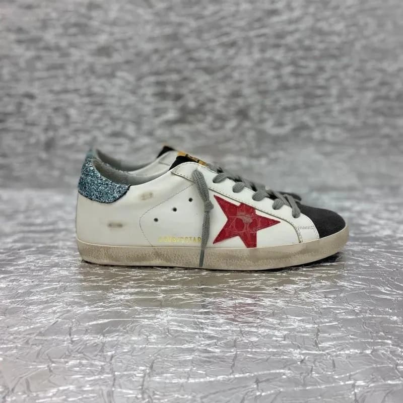 Golden Goose Superstar Glitter Heel & Red Star