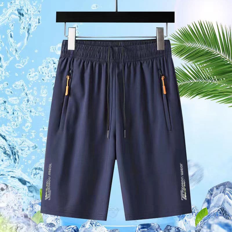 Athletic Shorts Reflective Zip Pocket — XY965【蓝色】7分裤