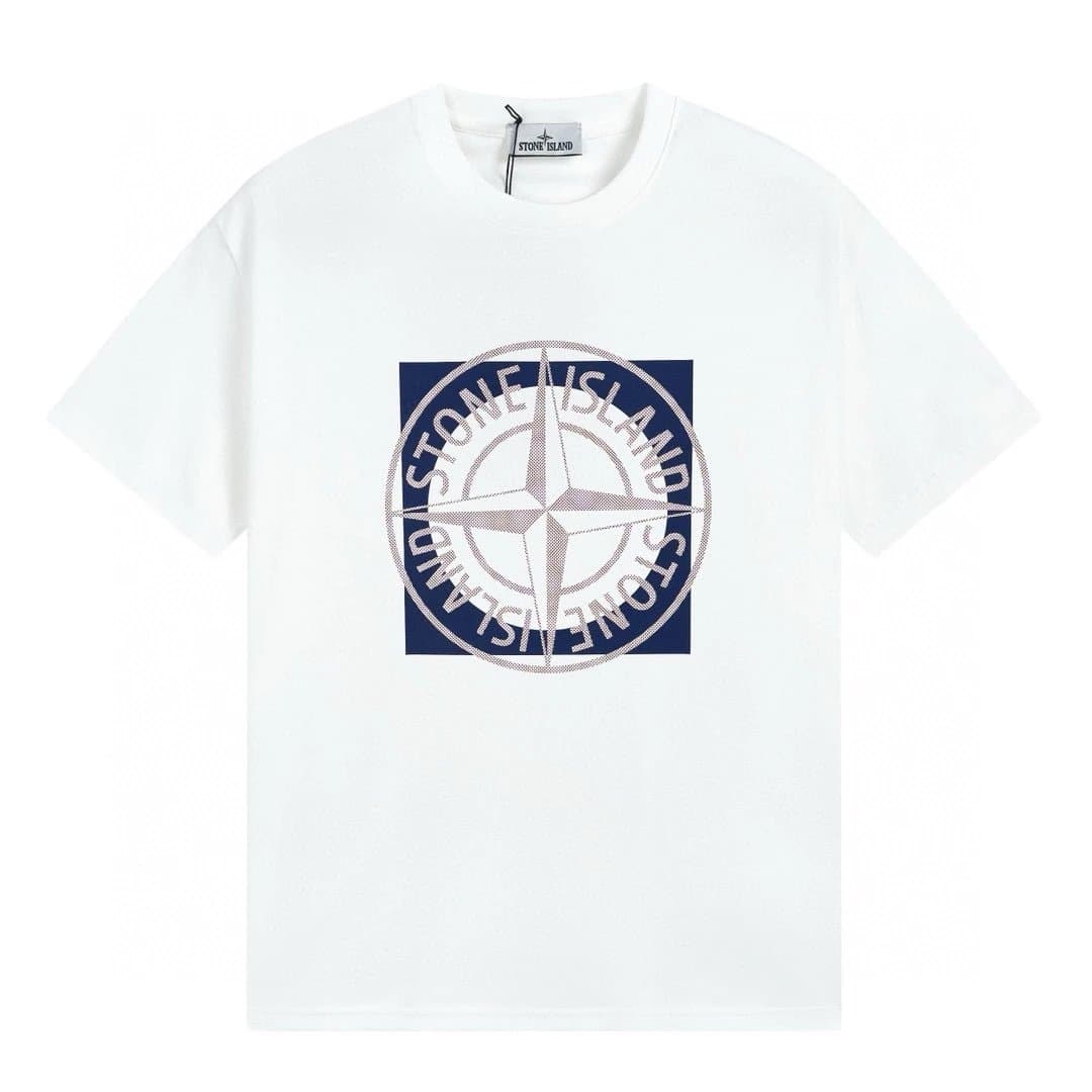Stone Island Compass Logo T-Shirt Navy Compass Print