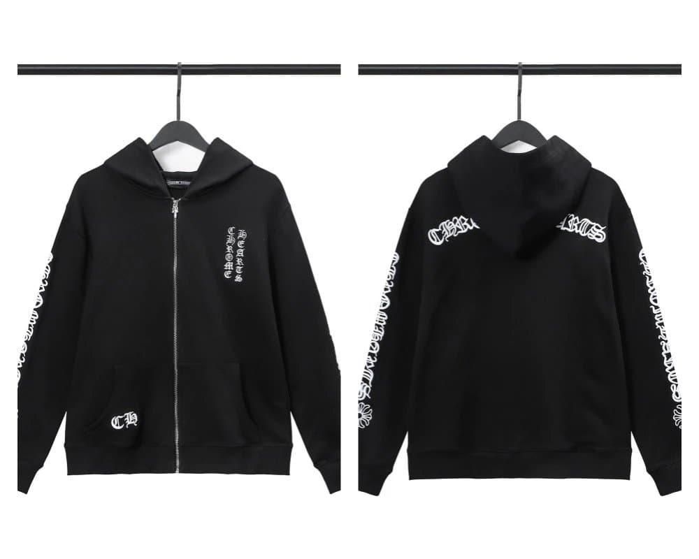 Zip-Up Hoodie Chrome Hearts Logo Print