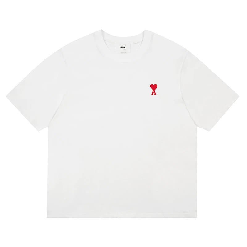 AMI Paris T-Shirt Heart Logo — 白色