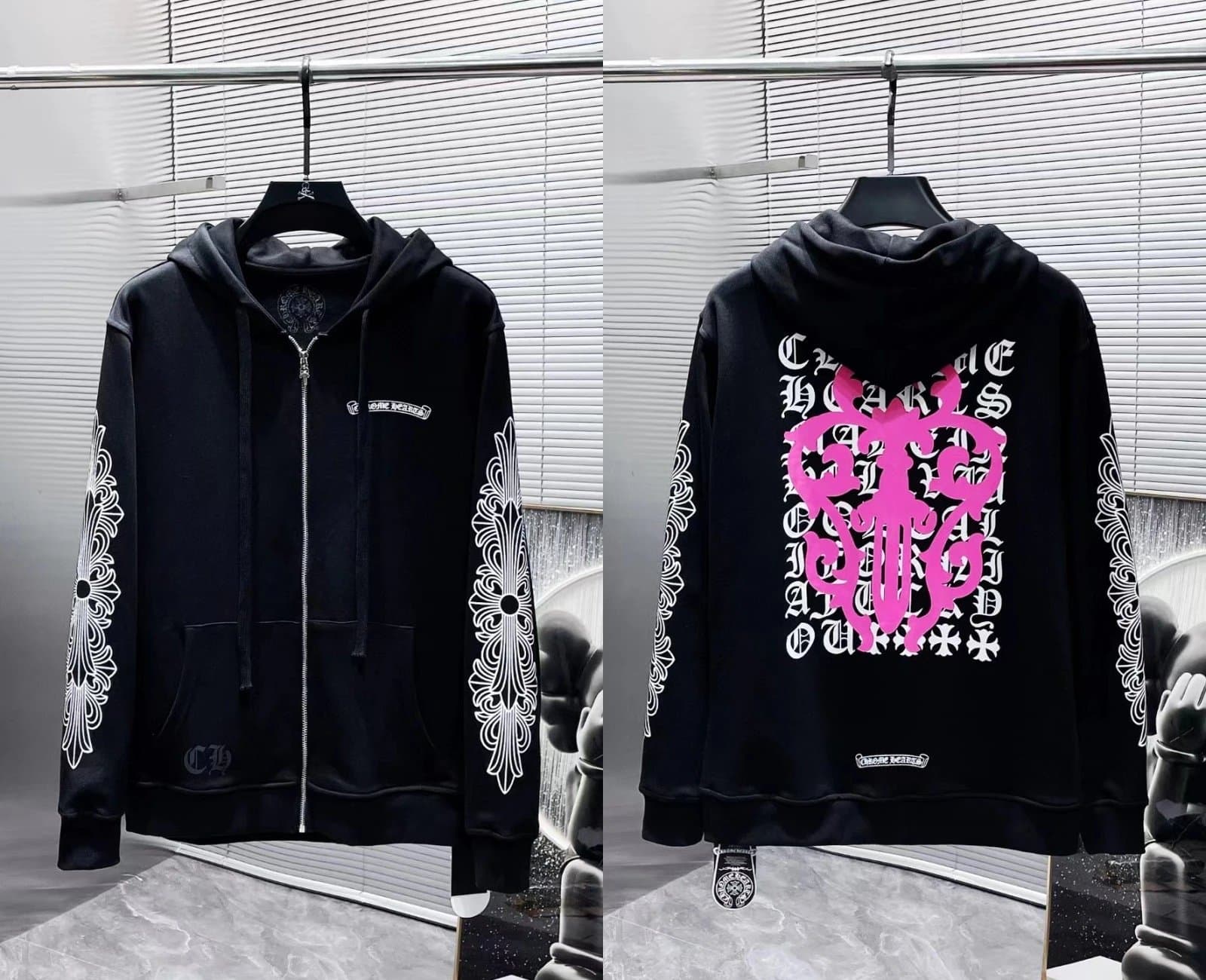Chrome Hearts Zip-Up Hoodie Multi-Logo Print — 20