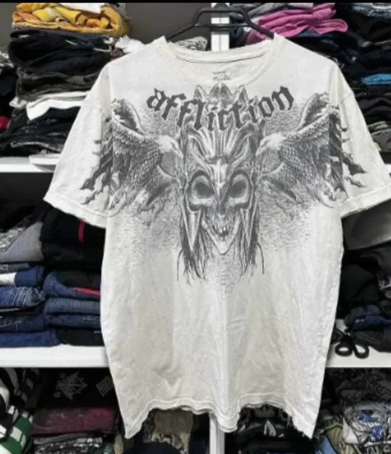 Graphic Tee Skull Eagle Print