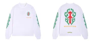Raglan Long Sleeve Tee Chrome Hearts Crest — 8016 white