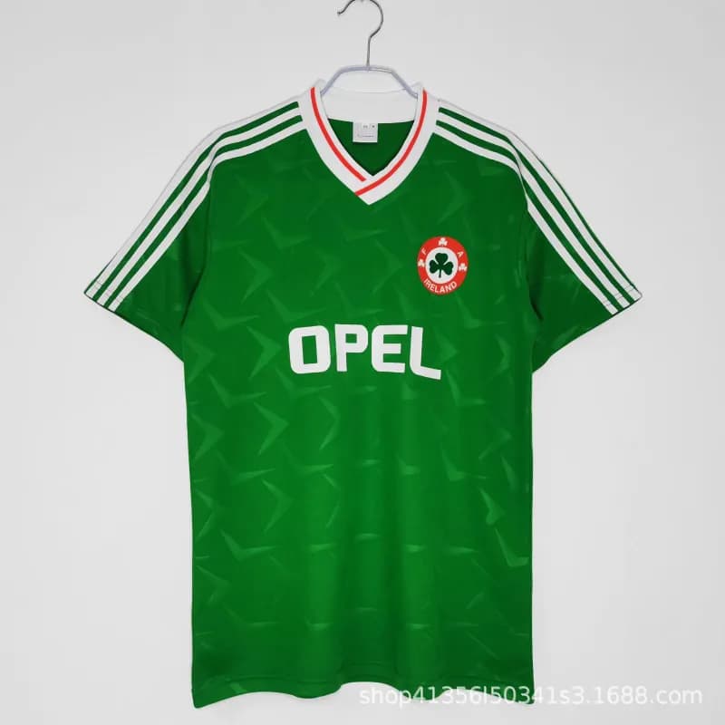 Adidas V-Neck Soccer Jersey Team Crest Edition — Ireland home games in the 1990/92 season