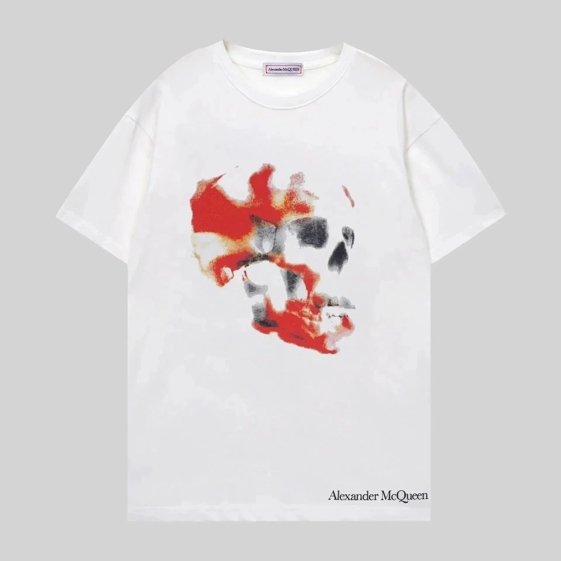 Alexander McQueen Skull Graphic Tee Arch Logo Skull — G1089白*Top quality