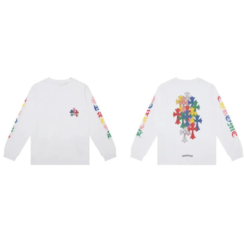 Raglan Long Sleeve Tee Chrome Hearts Crest — 8003 white