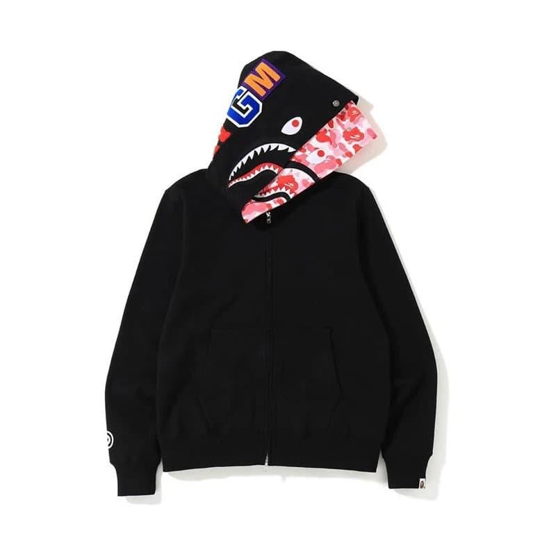BAPE Shark Hoodie Red Camo — 8806双帽粉