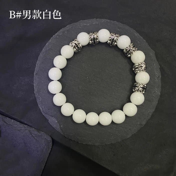 Chrome Hearts Beaded Bracelet Turquoise and Silver — B#男款白色