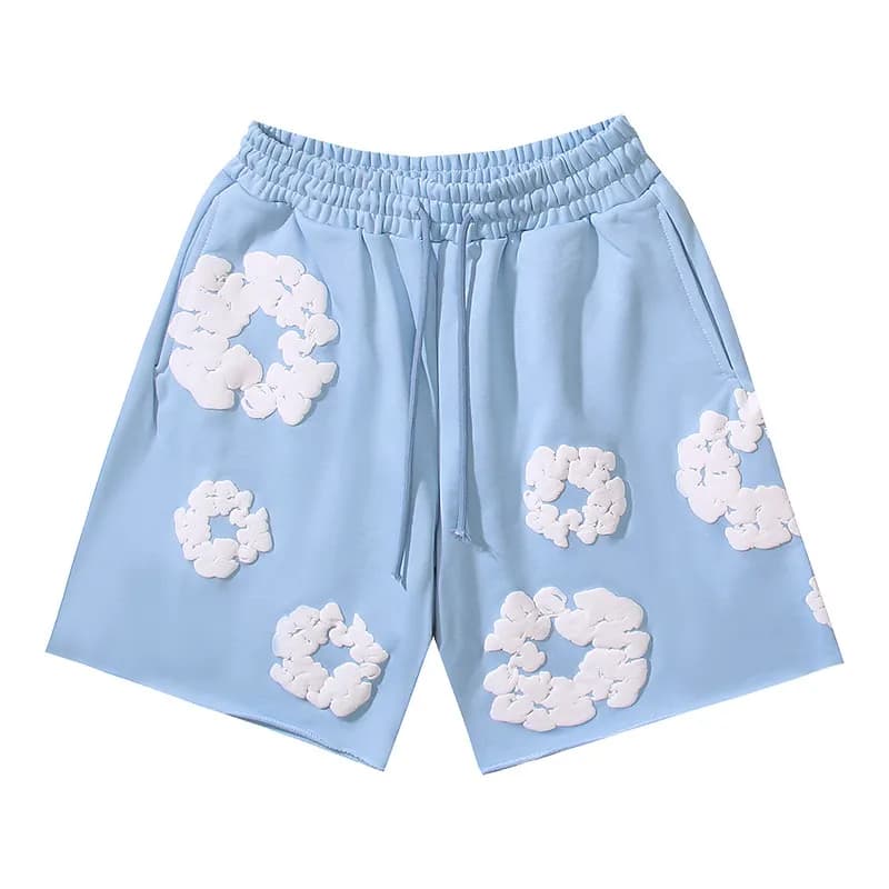Balenciaga Cloud Shorts 3D Cloud Print — 浅蓝色