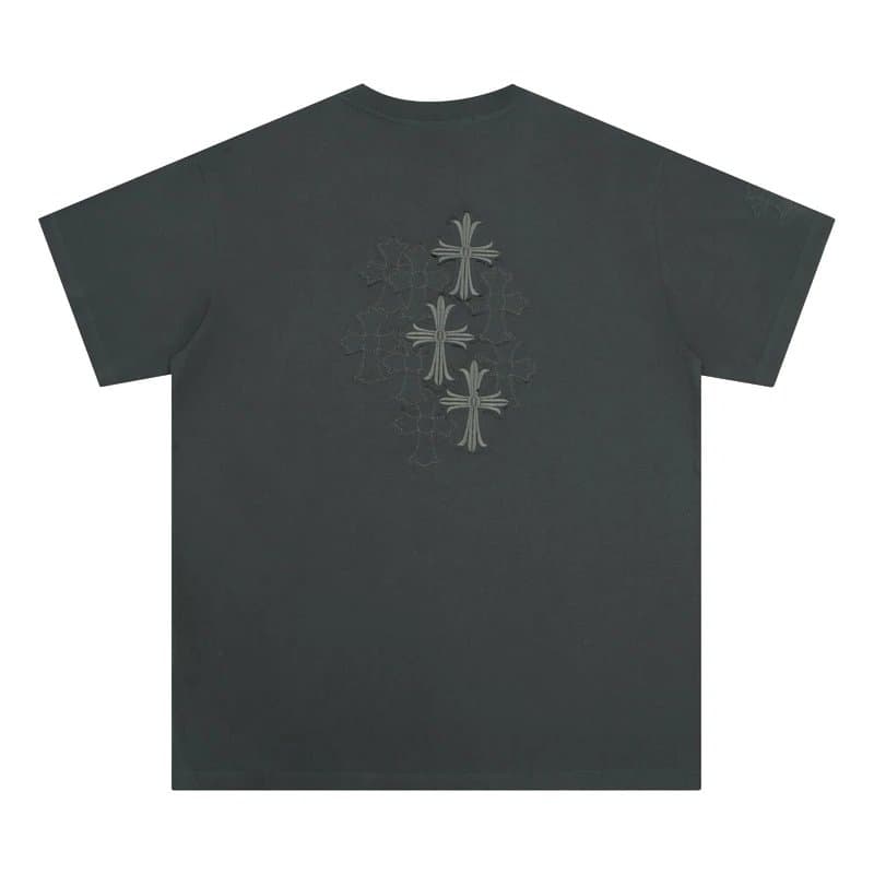 Chrome Hearts Graphic Tee Rainbow Cross Logo — 6020灰