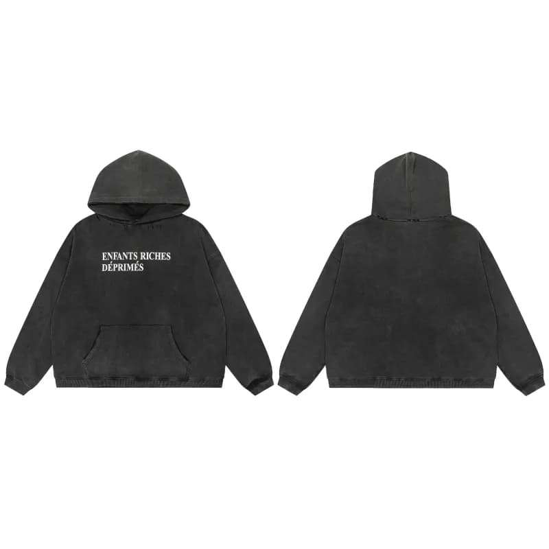 Gallery Dept. Zip-Up Hoodie Distressed Graphic Print — E13