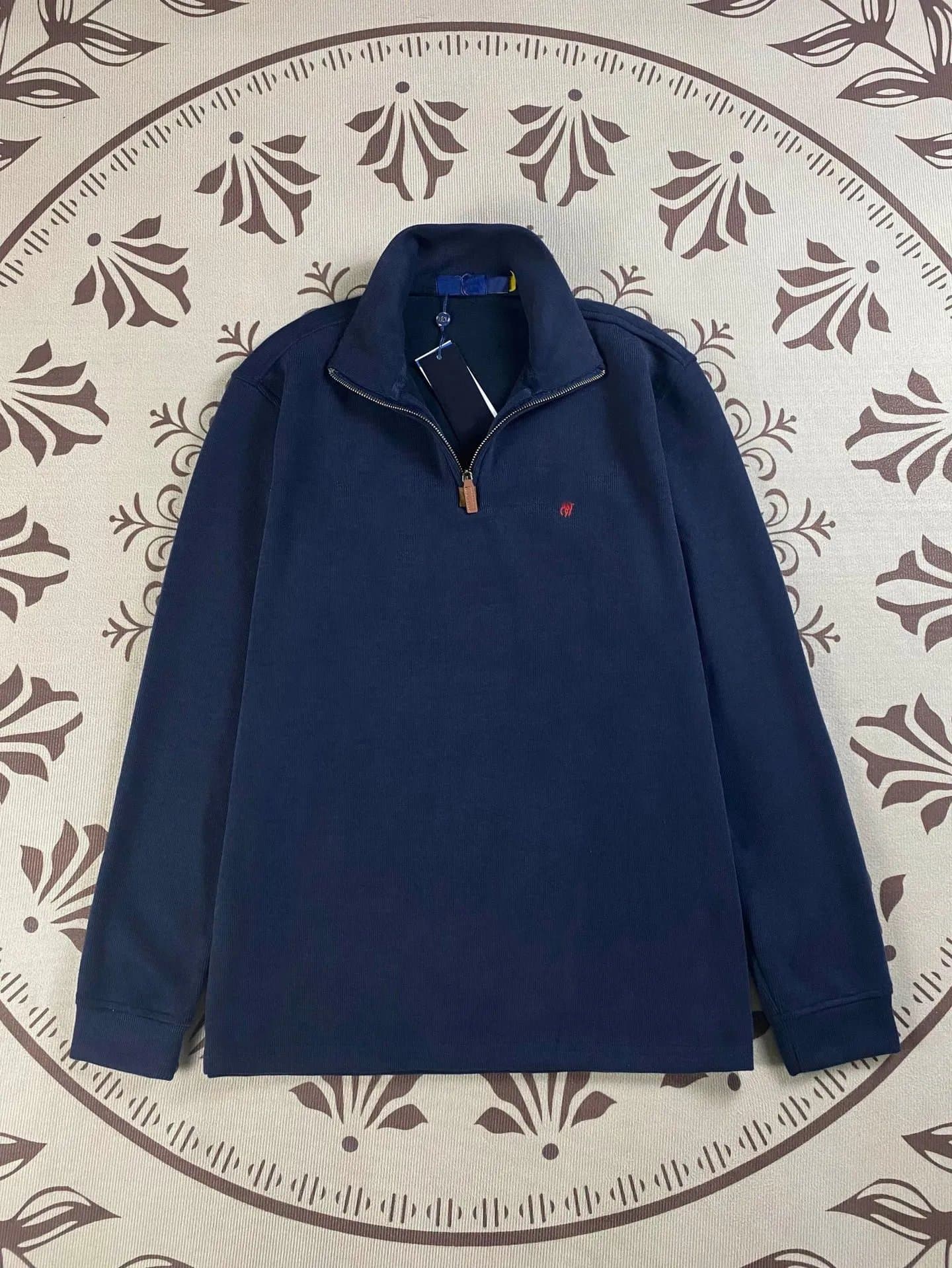Amiri Half-Zip Sweatshirt Black with Red Logo — 藏青色
