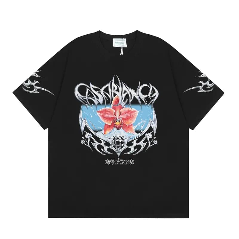 Graphic Tee Casa Blanca Logo Print — c184黑