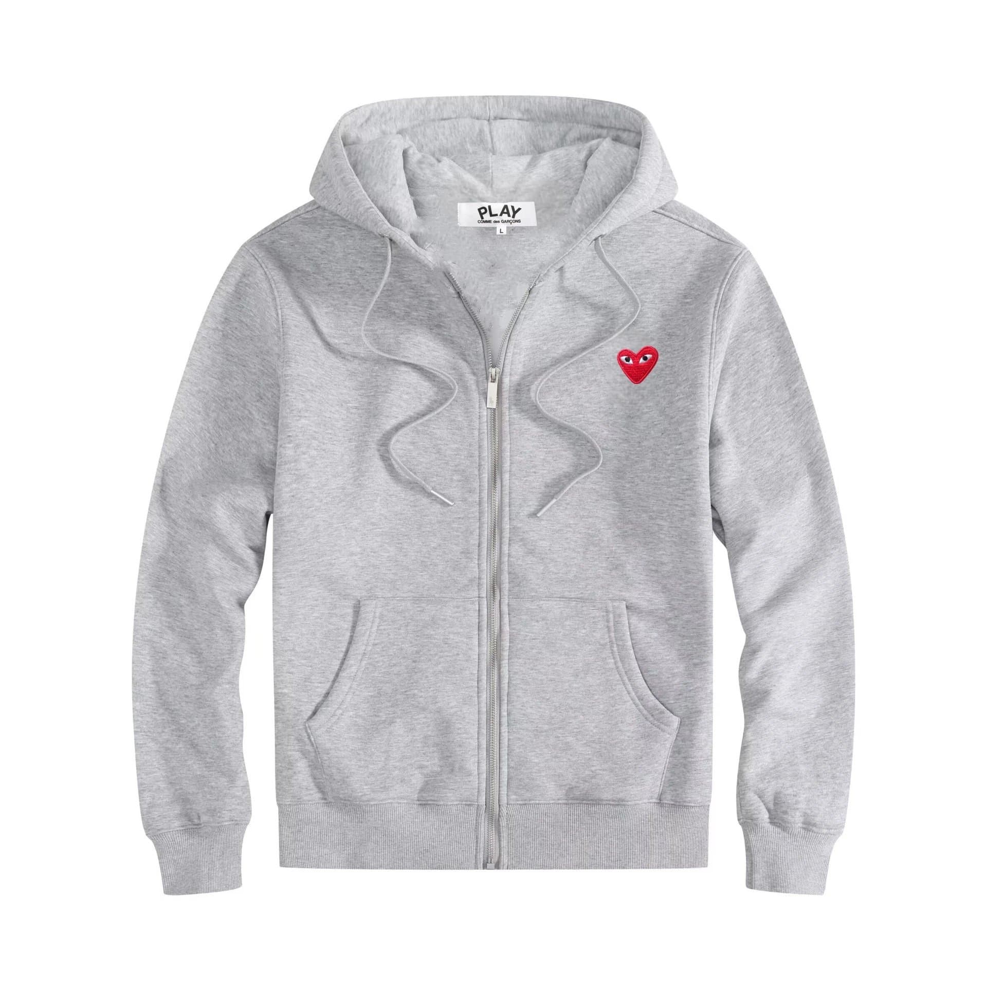 Comme des Garçons Jogger Pants Heart Logo — 拉链灰色红眼