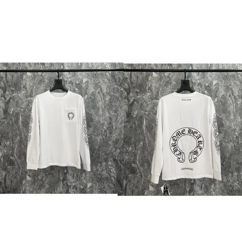 Raglan Long Sleeve Tee Chrome Hearts Crest — 9012 white
