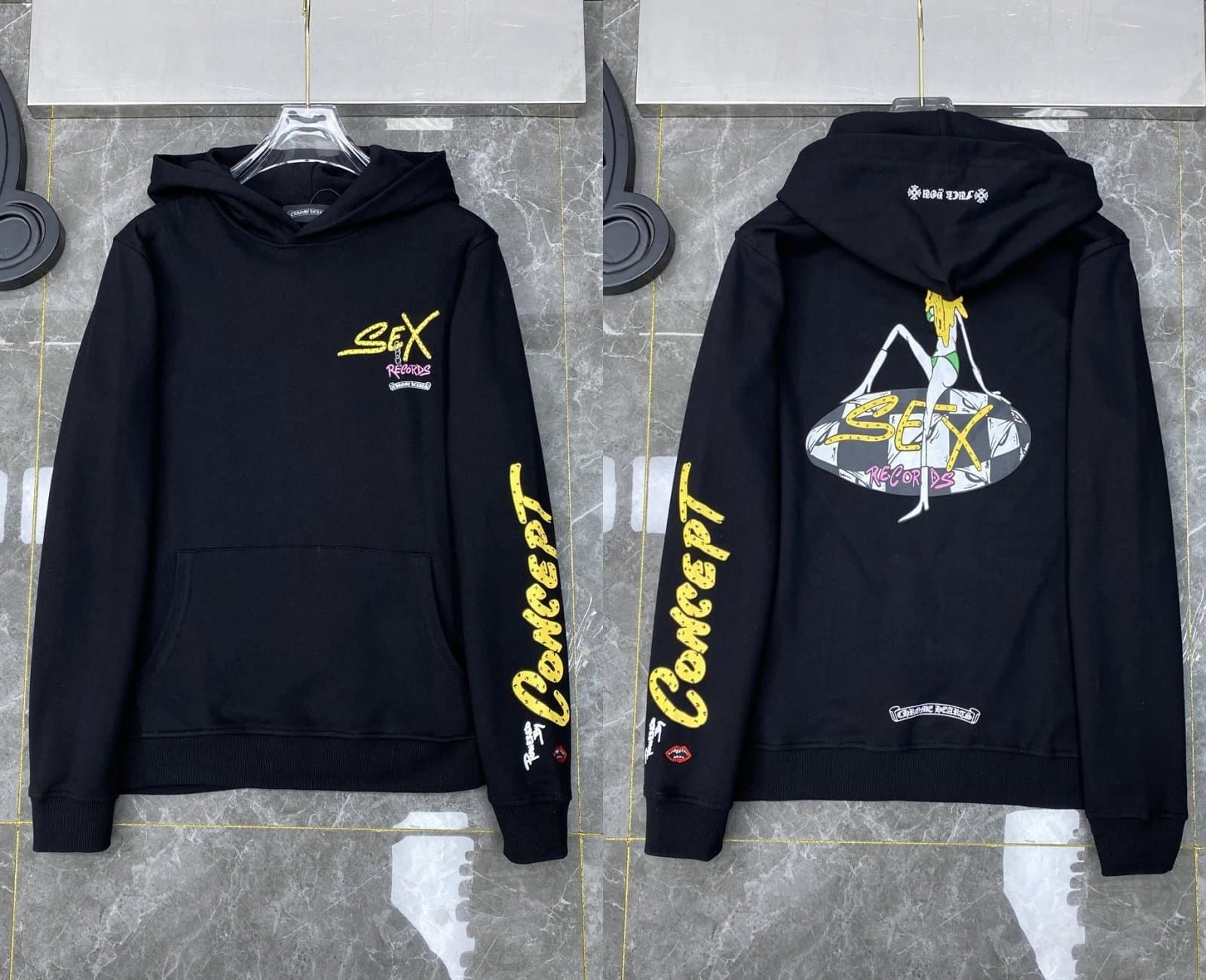 Chrome Hearts Zip-Up Hoodie Multi-Logo Print — 7048