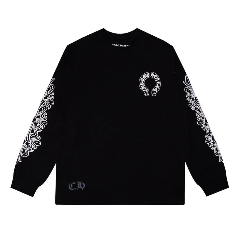 Chrome Hearts Long Sleeve Tee Multi-Logo Sleeve — K8005黑色