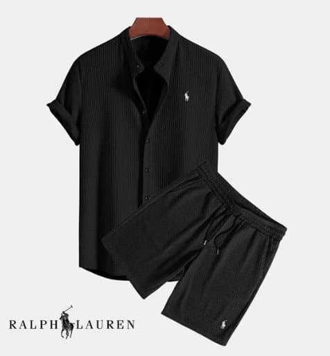 Polo Ralph Lauren Short-Sleeve Shirt and Shorts Set Ribbed Texture