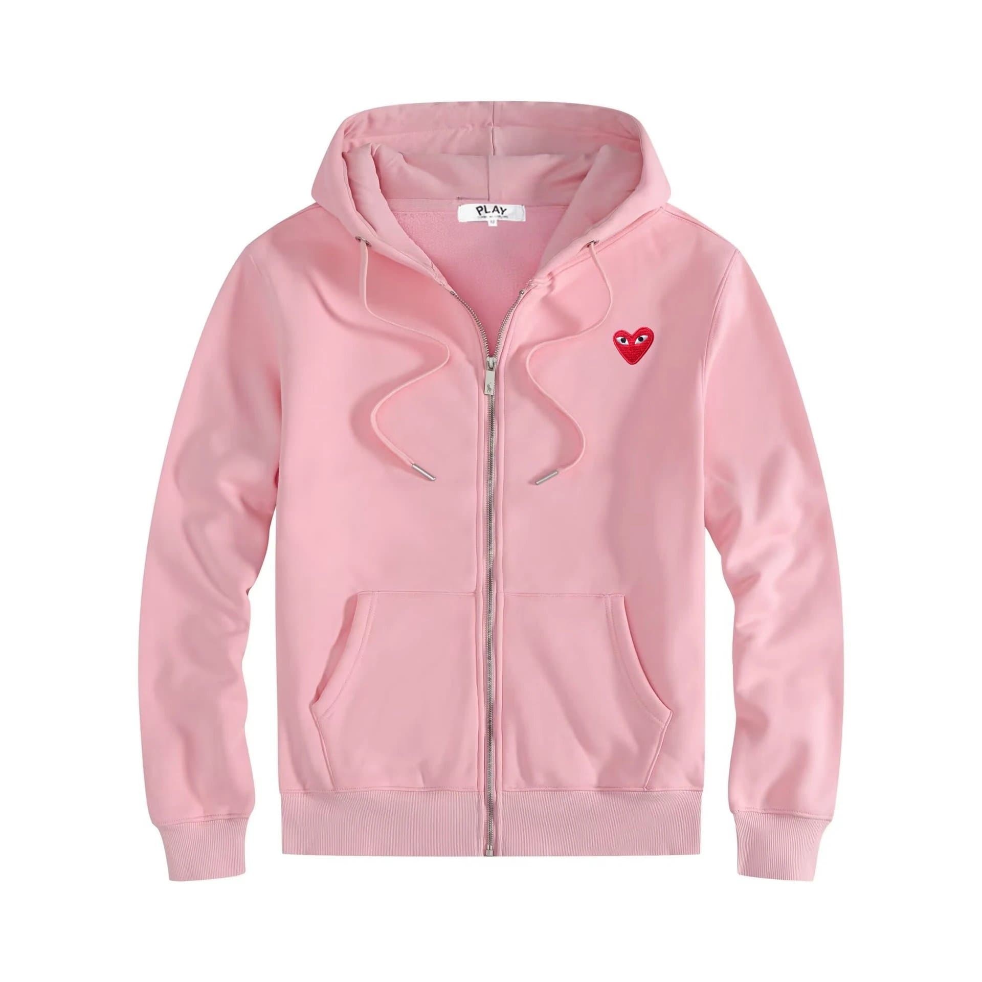 Comme des Garçons Jogger Pants Heart Logo — 拉链粉色红眼