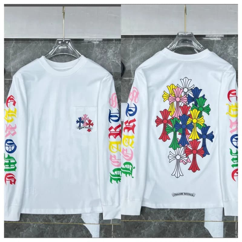 Raglan Long Sleeve Tee Chrome Hearts Crest — 8587 white