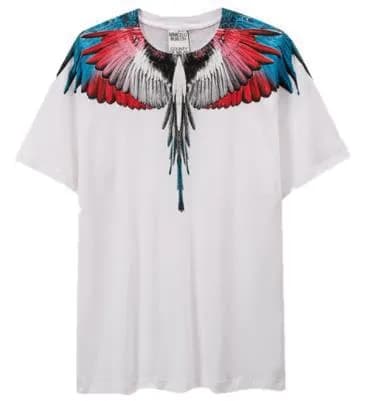 Wings T-Shirt Multicolor Wings Print — D41 blue red white white