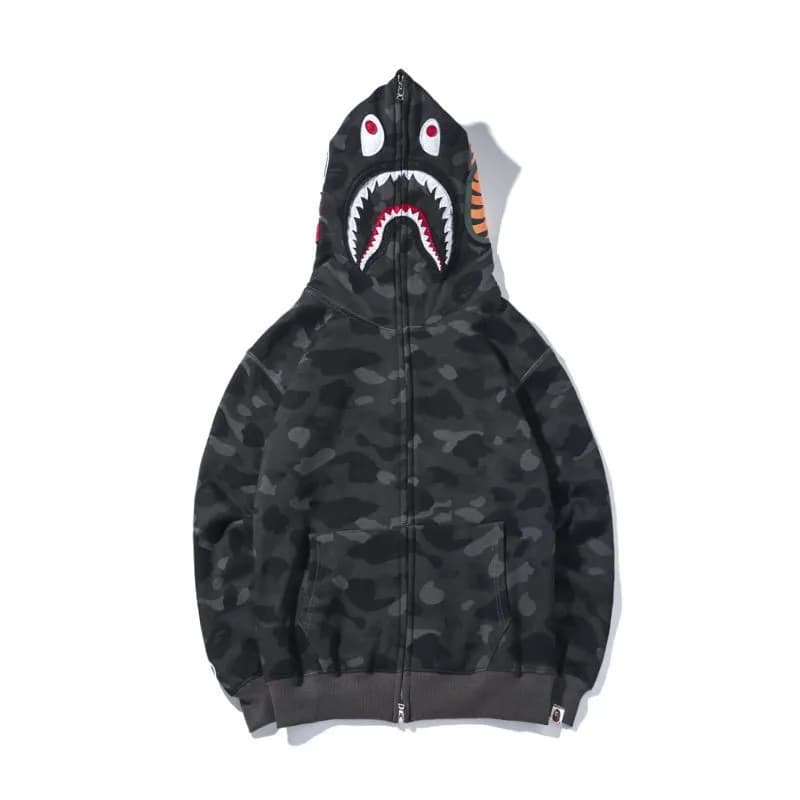 BAPE Shark Hoodie Camo Print — 灰色-单帽【原版品质】