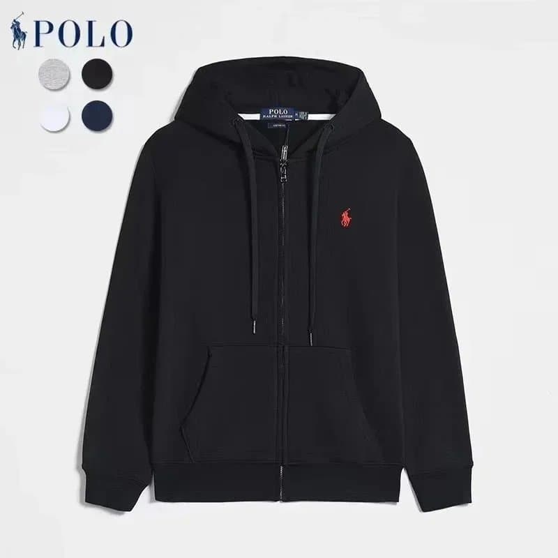 Polo Ralph Lauren Cable Knit Sweater Heather Grey — 黑色红标拉链