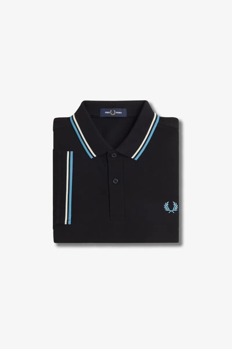 Polo Shirt Laurel Wreath — 黑色浅蓝白边