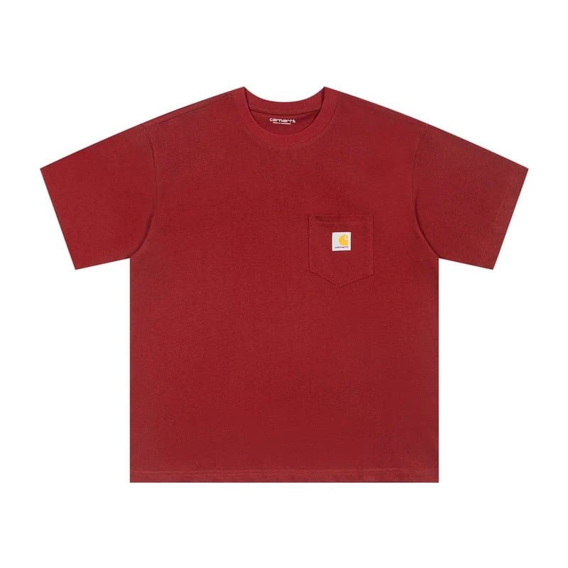 Carhartt Logo T-Shirt Black Script Logo — 8801酒红色