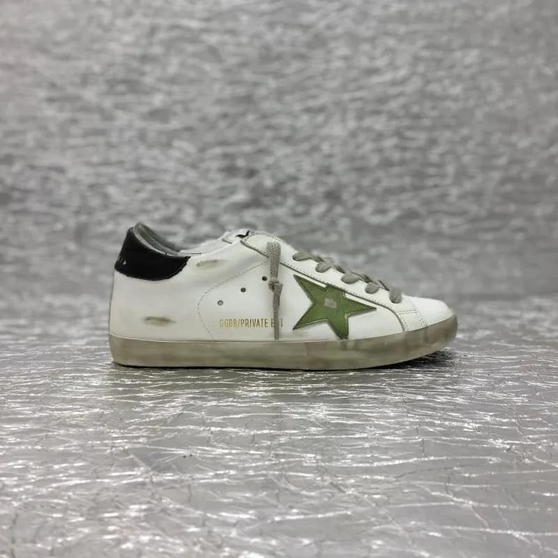 Golden Goose Superstar Distressed White with Green Star
